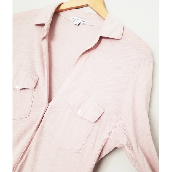 James Perse Sheer Slub Side Panel Shirt Pale Ballerina Pink Size M $185 WUA3042 - Picture 13 of 16